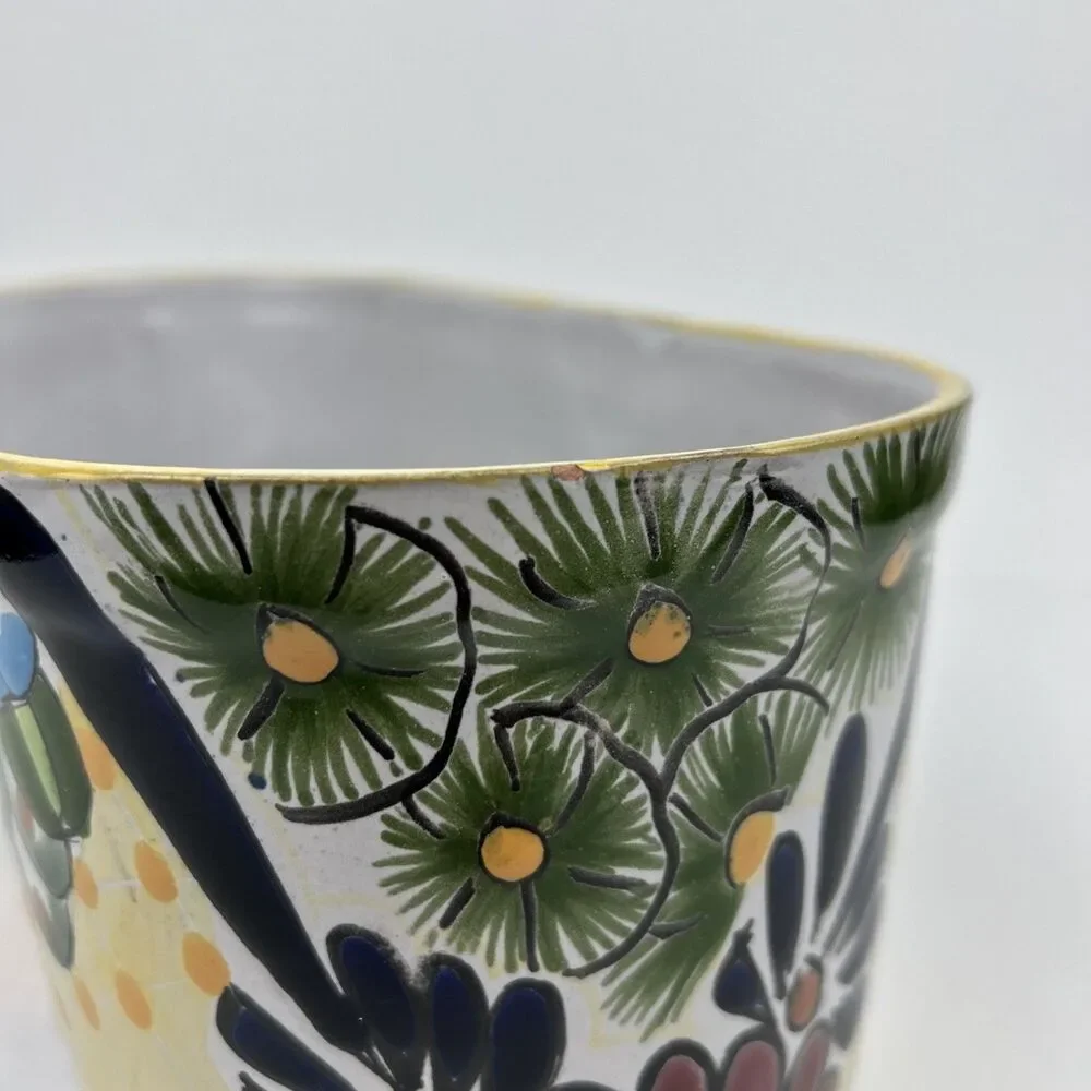 Talavera Castillo Mexico Ceramic Oval Planter Hand Painted Flower Pot Window Box